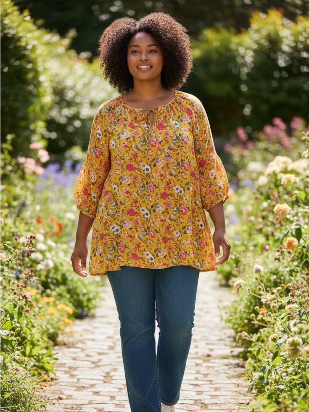 Lane Bryant Yellow Floral Blouse